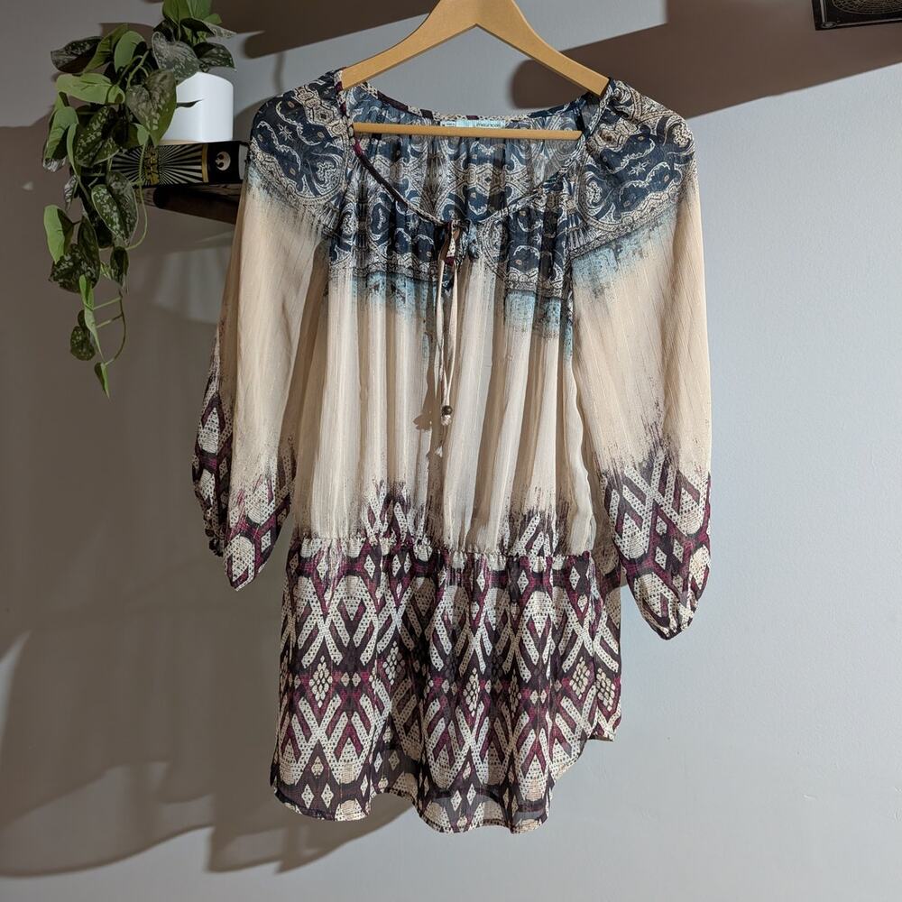 Maurices | Boho Peasant Paisley Multicolor 3/4 Sleeve Blouse | Medium